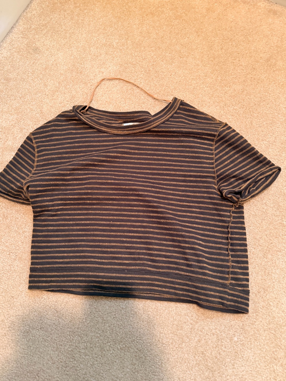 Green and yellow/ tan Striped Short Sleeve Tee
